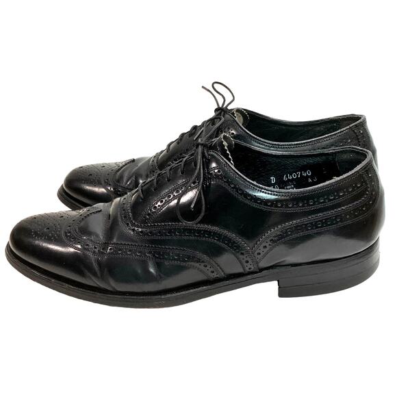 Vintage Florsheim Black Leather Wingtip Oxfords Men 8 Women 10 main image 9